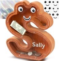 Lakpopya Skarbonka w Kształcie Litery S Drewniana 21.8 x 4 x 23 cm