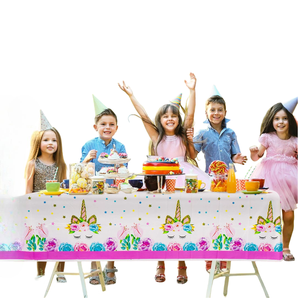 Obrus Jednorożec Dla Dziewczynki Urodziny 2 Sztuki 274x137 Cm Biały zdjęcie 1