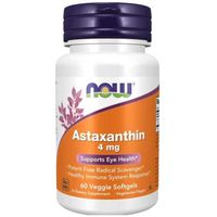 NOW Astaxanthin 4mg 60kap ORGANICZNA MOCNA ASTAKSANTYNA WZROK SERCE SKÓRA