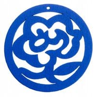 Drewniana zawieszka KWIAT róża ażur 50mm niebieski