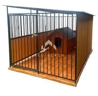 Kojec dla psów 2x3m - Drewniana podłoga - ściana zabudowana drewnem NB179