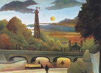 Plakat 18x13cm Seine and Eiffel Tower, Rousseau Vintage do Salonu