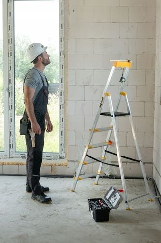 Drabina aluminiowa domowa PÓŁKA 5 stopniowa SZEROKIE stopnie DRABEST na Arena.pl