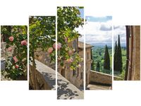 100CM 150CM OBRAZ 5 ELEM RÓŻE BALKONIE ŚCIENNY