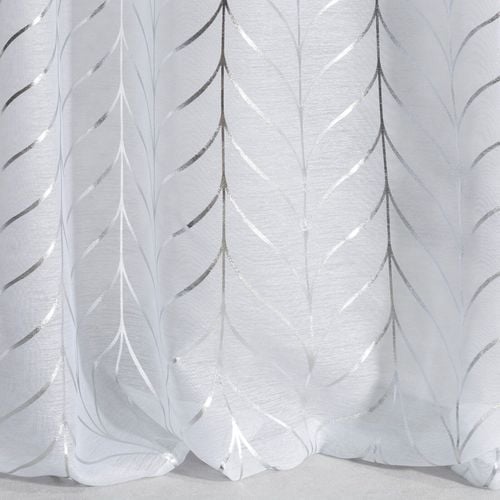 Firana na przelotkach z srebrnym nadrukiem BIRAY 140X250 biała + srebrna na Arena.pl