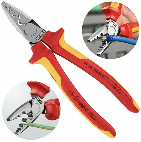 KNIPEX 97 78 180 szczypce do zaciskania tulejek 0,25-16 mm zaciskarka zdjęcie 1