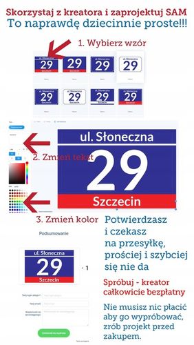 Tablica tabliczka adresowa z numerem domu 30X20 cm Kreator zaprojektuj sam na Arena.pl