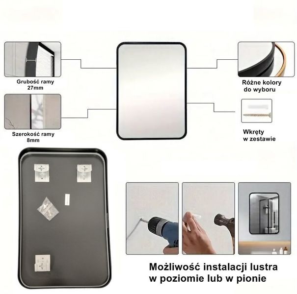 Lustro LOFT 60x80cm złote FX-05 ścienne łazienkowe do salonu sypialni loftowe Industrialne minimalistyczne zdjęcie 7