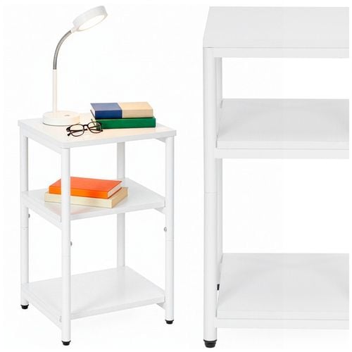 Szafka nocna, stolik z półkami do sypialni 35x31x59 cm nakastnik, biały na Arena.pl