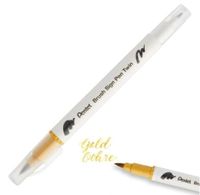 DWUSTRONNY PISAK PĘDZELKOWY DO KALIGRAFII GOLD OCHRE PENTEL