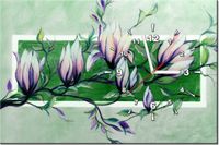 60CM 40CM ZEGAR OBRAZ SŁODYCZ MAGNOLII ZIELENI DRUK PŁÓTNO RAMA