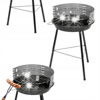 GRILL WĘGLOWY DO OGRODU BBQ OKRĄGŁY CZARNY Z RUSZTEM 38 x 38 x 55 CM