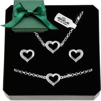 SREBRNY KOMPLET BIŻUTERII SERCE SERCA CYRKONIE 925 DLA NIEJ NA PREZENT