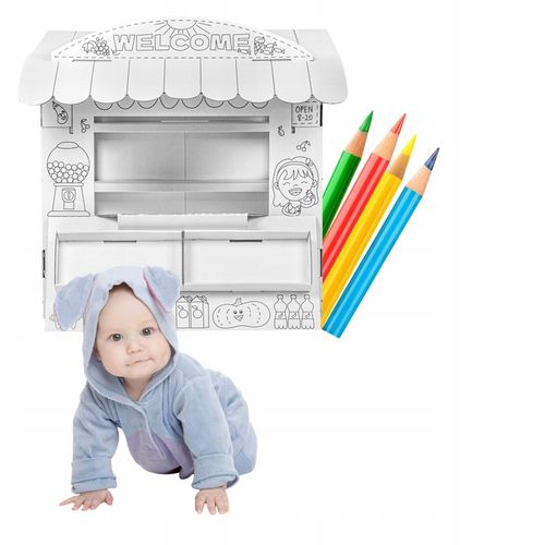 Stragan Handlowy - Zabawka z Tektury ,papieru Handlowy Dla Dzieci Do Zabawy na Arena.pl