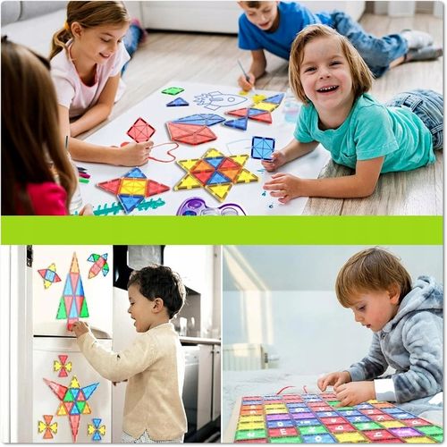 KLOCKI MAGNETYCZNE Duże 3D Magnetic Tiles Konstrukcyjne zestaw XXL 80 el na Arena.pl