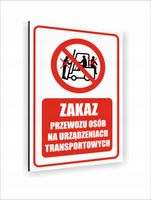 Tablica znak informacyjny dibond nadruk UV 20x15 ZAKAZ PRZEWOZU OSÓB