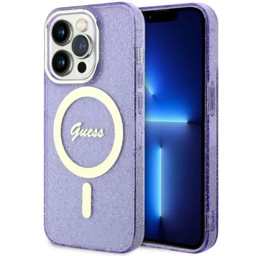Etui Guess Glitter Gold MagSafe na iPhone 14 Pro - purpurowe na Arena.pl