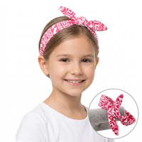 opaska dziecięca wiązana różowa geometryczne wzory o20w77