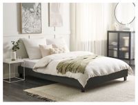 Łóżko 160x200 cm bez zagłówka szare ze stelażem