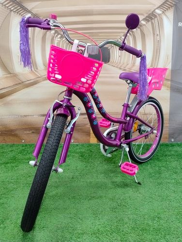 Rower dziecięcy dla dziewczynki FLOWER koło 20 " + wstążki, koszyk, dzwonek na Arena.pl