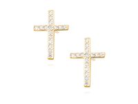 Delikatne pozłacane srebrne kolczyki celebrytka krzyżyk krzyż cyrkonie srebro 925 Z1336E_G