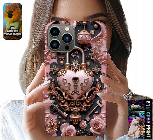 ETUI DO IPHONE 13 PRO - KOBIECE, MODNE WZORY, KŁÓDKA SERCE RÓŻA na Arena.pl