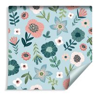 Tapeta Kolorowe Kwiaty Liście do Pokoju Dziecięcego