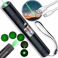 WSKAŹNIK LASEROWY POINTER LASER ZIELONY MOCNY 200m ZASIĘG ŁADOWANIE USB-C