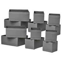Komplet pojemników organizerów do szuflady szafy 12 szt IKEA SKUBB szare