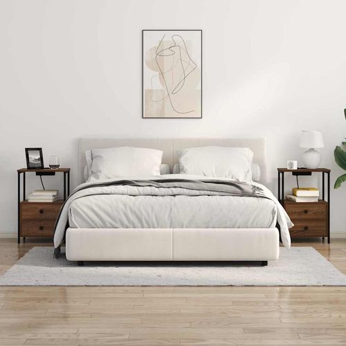 Nocna szafka z stacją ładującą z szufladą 2 pcs Brązowy dąb na Arena.pl