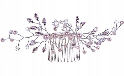 Do Włosów Srebrny Grzebyk Ozdoba Perełki Kryształy na Arena.pl