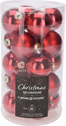 Bombki choinkowe czerwone szklane 20 szt zestaw ozdób świątecznych na Arena.pl
