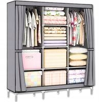 SZAFA MATERIAŁOWA TEKSTYLNA NA UBRANIA DUŻA SKŁADANA GARDEROBA NA