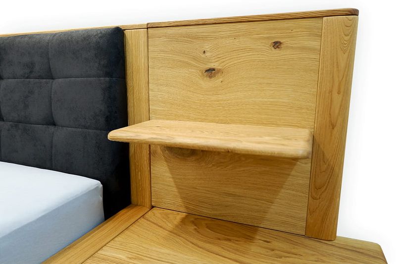 Łóżko dębowe Orio z zagłówkiem - 140x200 + panel prawy zdjęcie 14