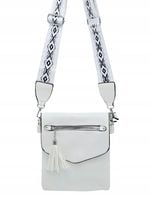 Erick Style - torebka listonoszka skóra ekologiczna pasek BOHO biały A0951