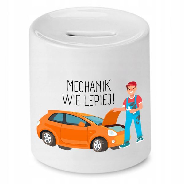 Skarbonka Dla Mechanika Mechanik Wie Lepiej Z Nadrukiem Ze Zdjęciem zdjęcie 1