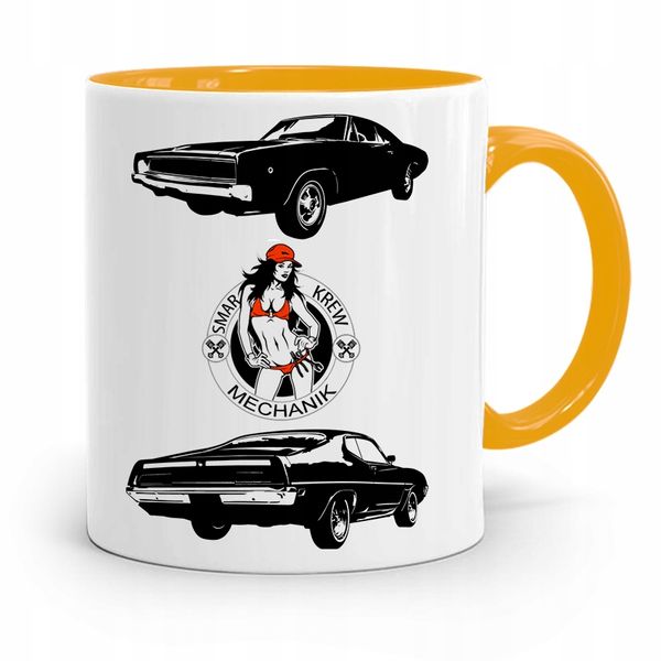 Kubek Żółty Dla Mechanika Smar Krew Mechanik Z Nadrukiem Ze Zdjęciem zdjęcie 1