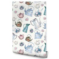 Tapeta Kuchenna w Stylu Angielskim KWIATY Czajnik