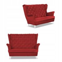 Sofa uszak Carol czerwona skandynawska kanapa 2-os. sprężynach