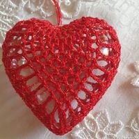 Bombki - Serduszka szydełkowe Bombka na szydełku na akrylu Robione ręcznie