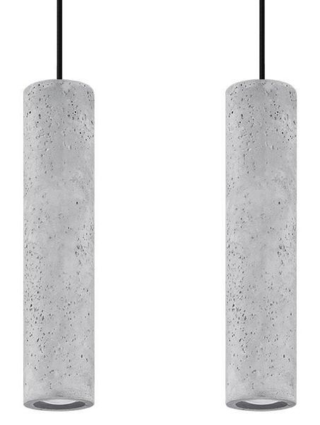 Betonowa LAMPA wisząca SL.0654 tuba OPRAWA ZWIS okrągły na listwie szare czarne zdjęcie 1
