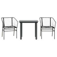 3-częściowy zestaw ogrodowy z czarnego polirattanu i szkła