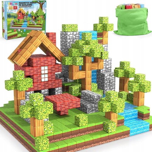 MAGNETYCZNE KLOCKI KONSTRUKCYJNE CHATY KOSTKI 3D STEM DLA DZIECI 100EL na Arena.pl