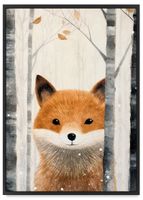 Plakat dla dziecka lis lisek 61x91 cm w czarnej ramie