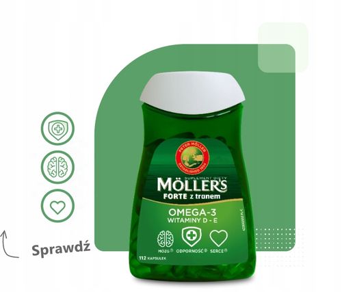 2x Möller’s Forte 112 kaps. TRAN odporność OMEGA-3 mózg serce WIT. D3 i E na Arena.pl