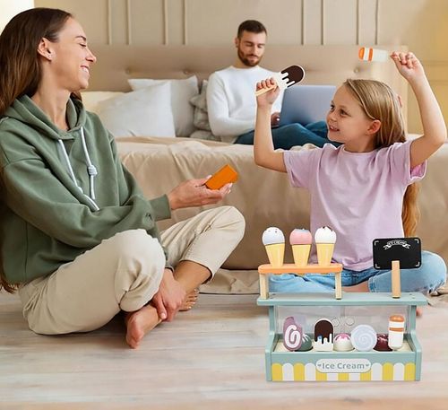 LODZIARNIA DLA DZIECI WITRYNA Z LODAMI STOISKO DREWNIANY SKLEPIK DLA DZIECI na Arena.pl