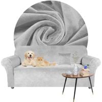 POKROWIEC NA KANAPĘ SOFĘ NAROŻNIK ELASTYCZNY WELUR AKSAMIT 145-185 JASNY SZARY