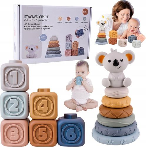 Klocki Sensoryczne Miękkie Gumowe Kreatywne Gryzaki Zestaw Wieża dla Dzieci na Arena.pl