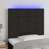 Zagłówek do łóżka z LED, czarny, 80x5x118/128 cm, tkanina