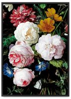 Plakat kwiaty czarne tło 21x30 cm w czarnej ramie